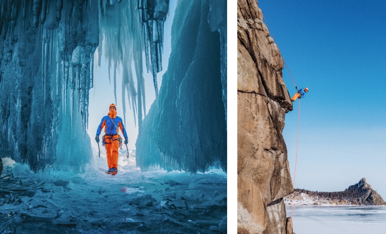 Kollage vom (Eis-)Klettern