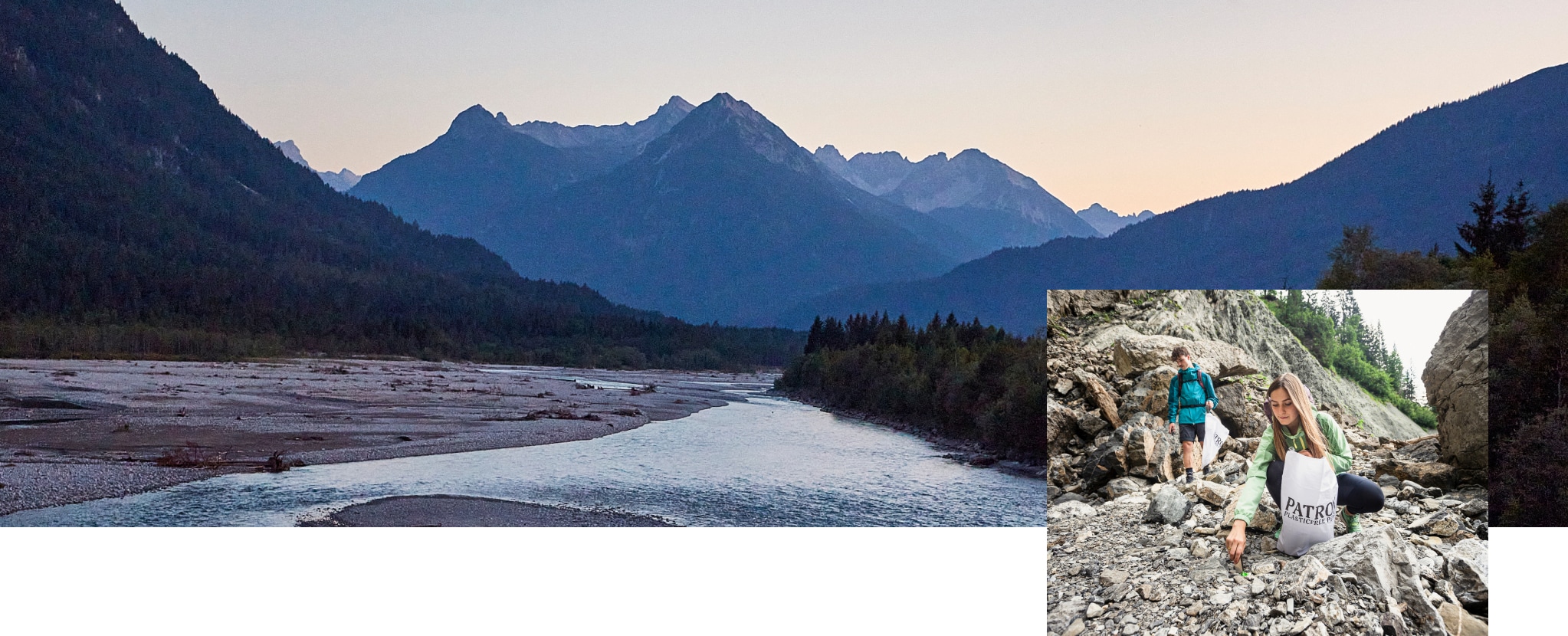 Bergpanorama und 2 Wanderer