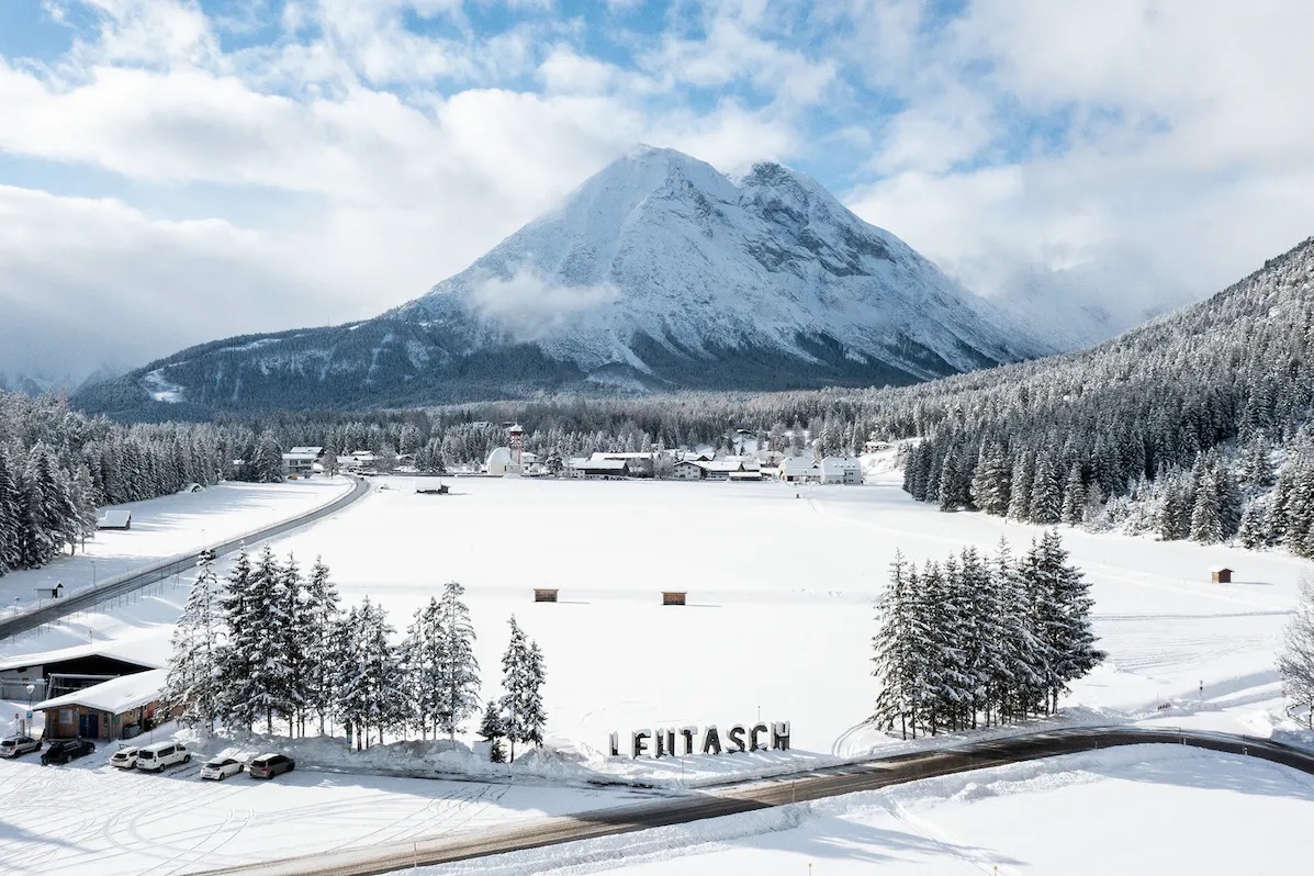 Bild Neuschnee in Leutasch mit Blick auf die Hohe Munde