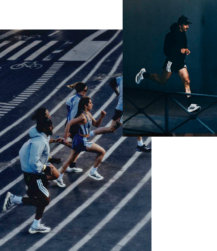 Collage von adidas Schuhen und Bekleidung