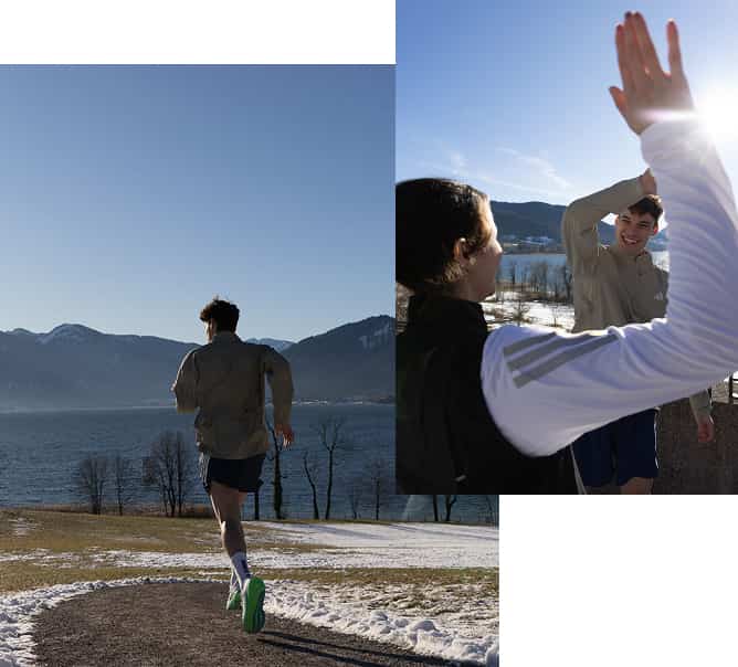 Collage von adidas Schuhen und Bekleidung