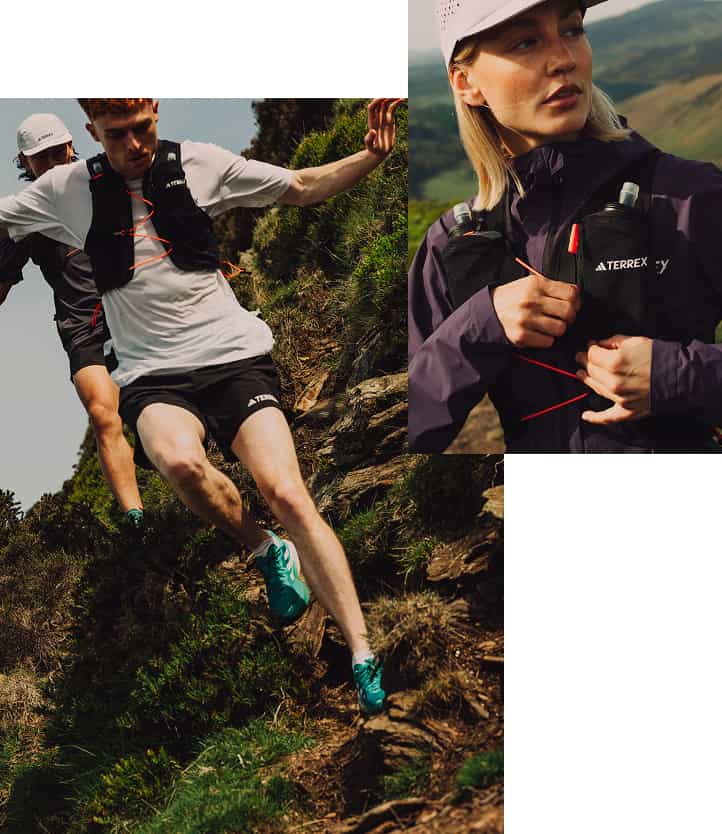 Collage von Menschen mit adidas Terrex Produkten