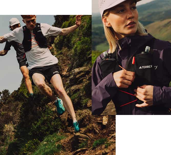 Collage von Menschen mit adidas Terrex Produkten