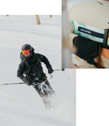 Collage von Sportler*innen mit Alpina Produkten