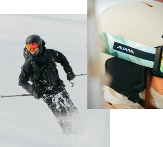 Collage von Sportler*innen mit Alpina Produkten