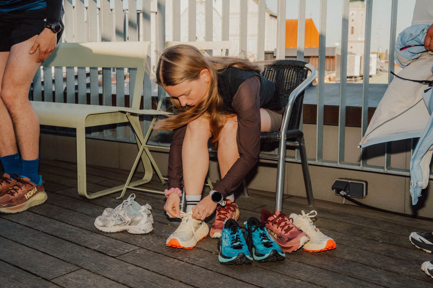 Hoka Schuhe Anprobe