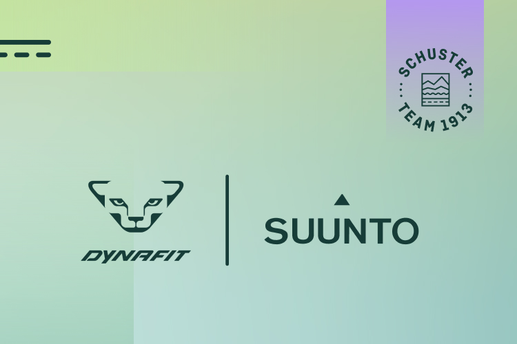 Dynafit & Suunto Logos auf grünem Hintergrund