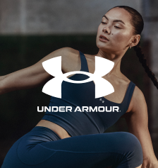 Frau beim Training und Under Armour Logo