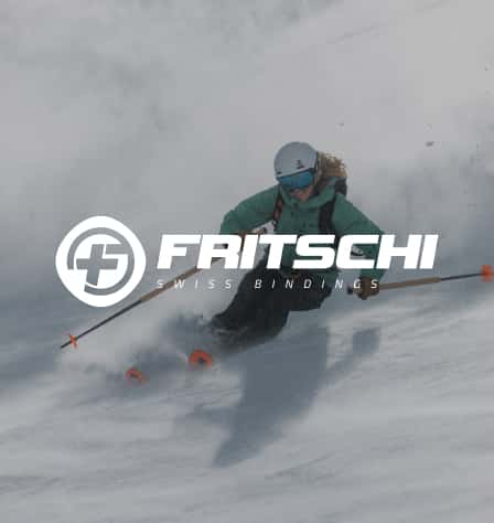 Fritschi Logo und Skischuh mit Bindung