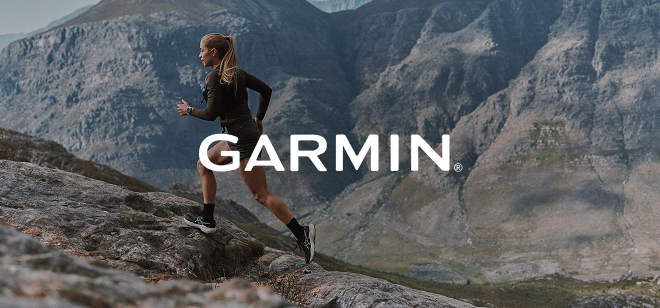 Bild von Läuferin und Garmin Logo
