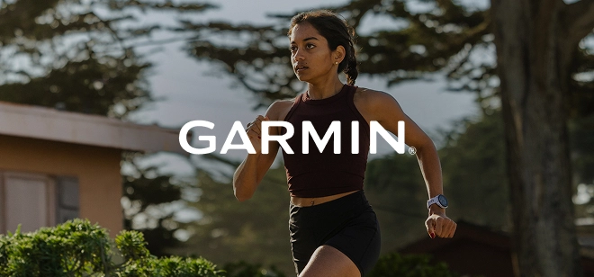 Bild von Läuferin und Garmin Logo