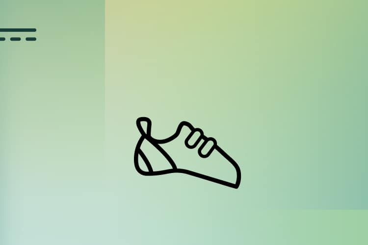 Kletterschuh-Grafik auf grünem Hintergrund