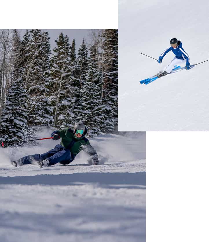 Collage von Skifahrern in Kjus Bekleidung