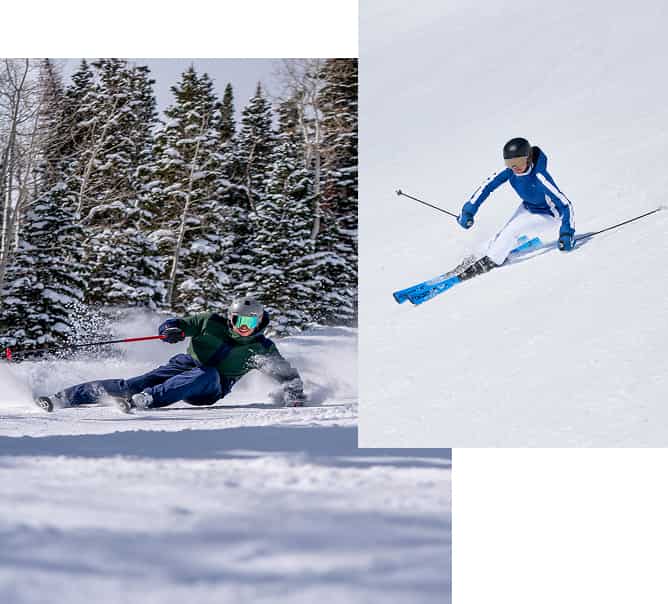 Collage von Skifahrern in Kjus Bekleidung