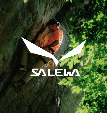 Kletterer und Salewa Logo