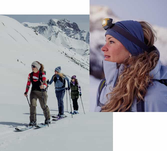 Collage von Skitourengeherinnen