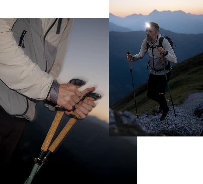 Collage von Bergsportler*innen mit Leki Ausrüstung