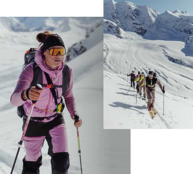 Collage von Personen mit Maloja Bekleidung