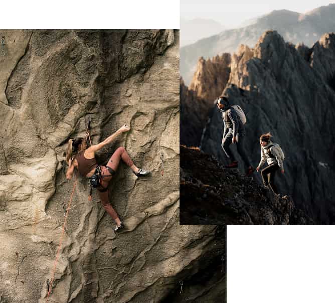 Collage von Sportler*innen in Ortovox Kleidung