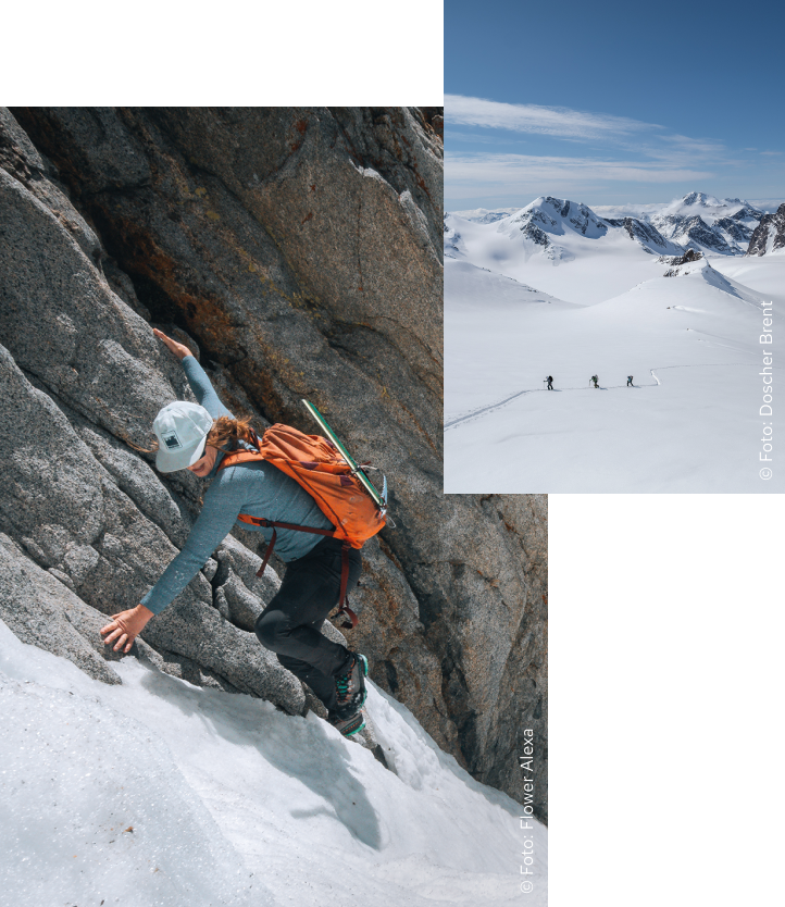 Collage von Sportler*innen in Patagonia Bekleidung