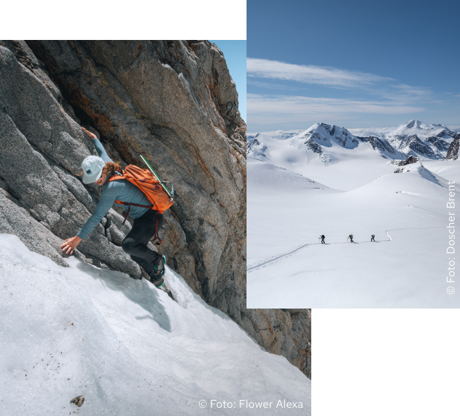 Collage von Sportler*innen in Patagonia Bekleidung