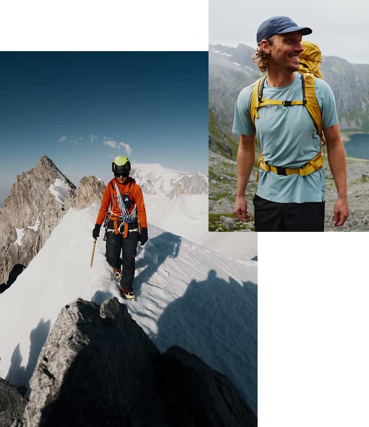 Collage von Personen in Mountain Equipment Bekleidung
