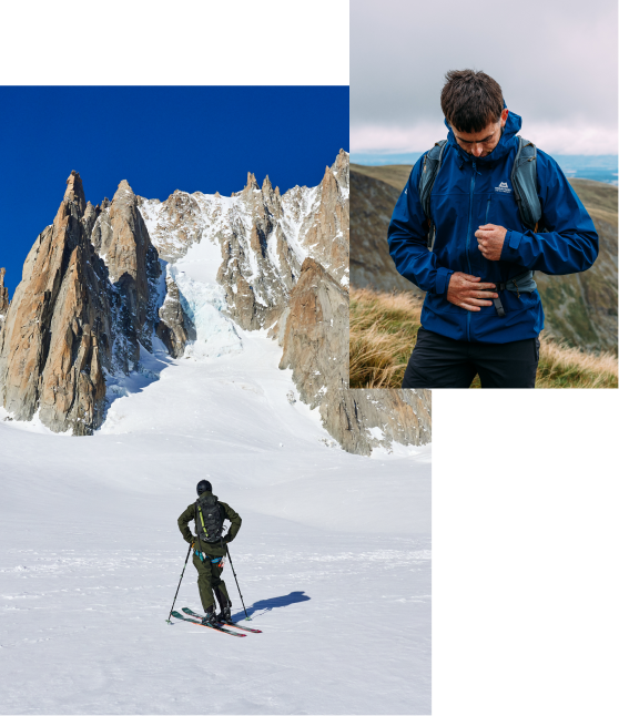 Collage von Personen in Mountain Equipment Bekleidung