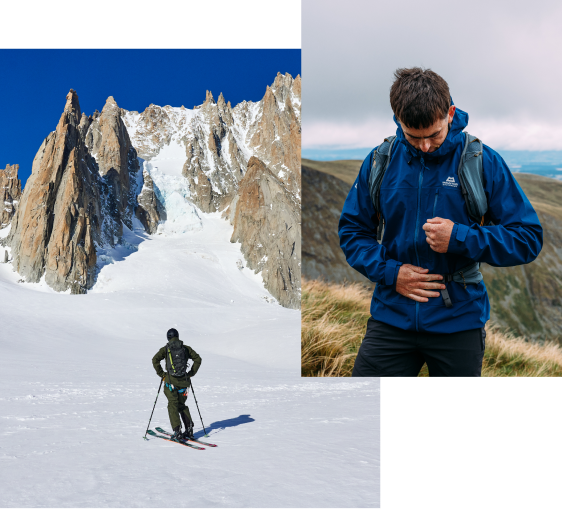 Collage von Personen in Mountain Equipment Bekleidung