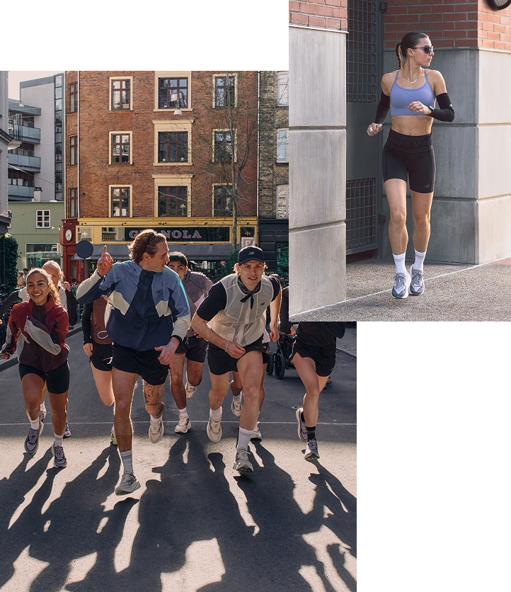 Collage von New Balance Läufer und Laufschuhen