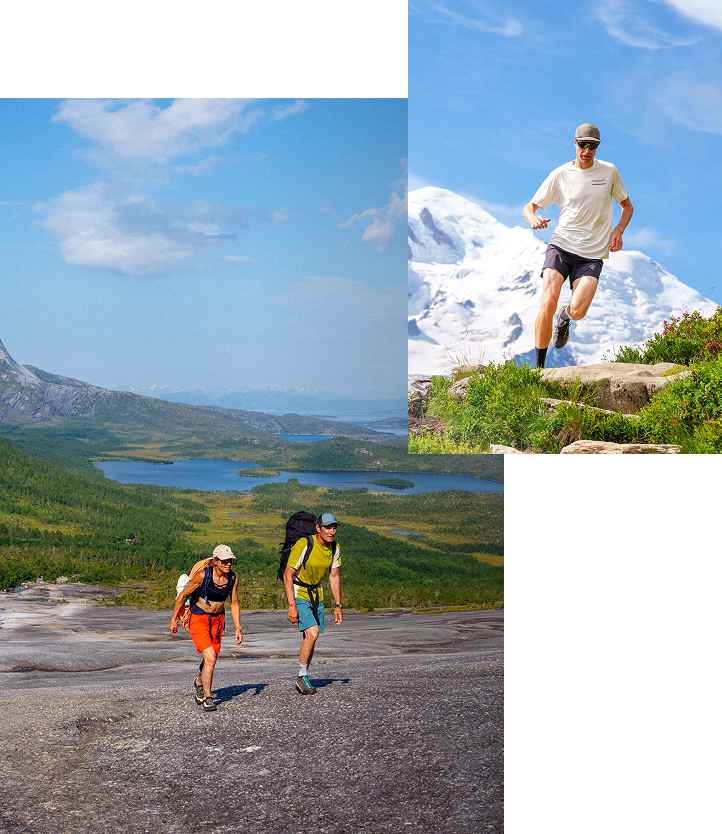 Kollage von Sportler*innen mit Norröna Bekleidung