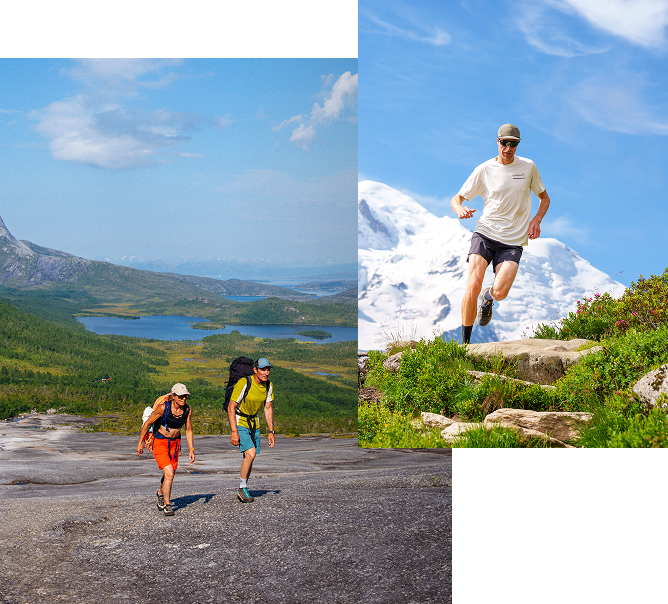 Kollage von Sportler*innen mit Norröna Bekleidung
