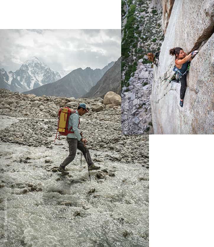 Collage von Wanderer und Klettererin