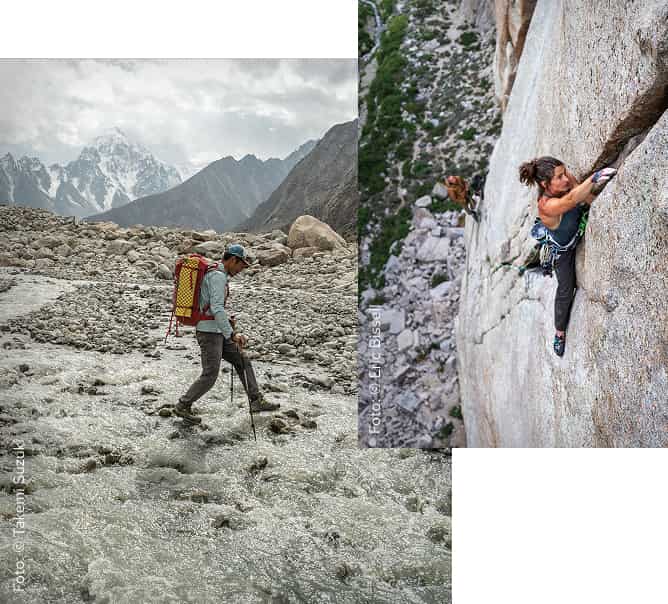 Collage von Wanderer und Klettererin