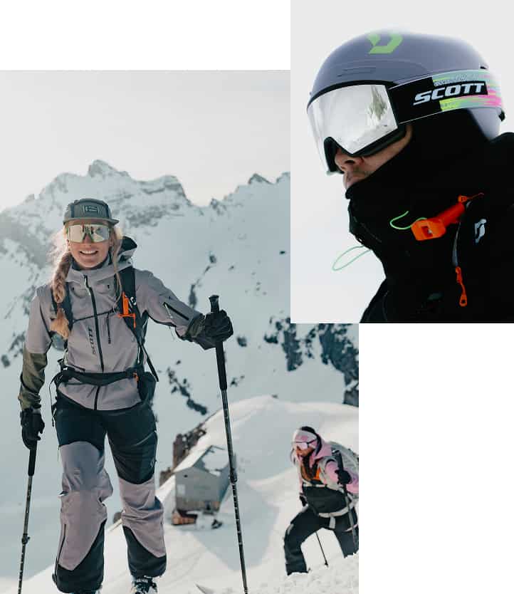 Collage von Scott Bekleidung und Ausrüstung