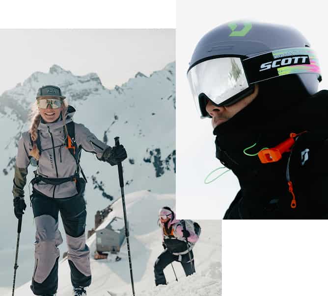 Collage von Scott Bekleidung und Ausrüstung