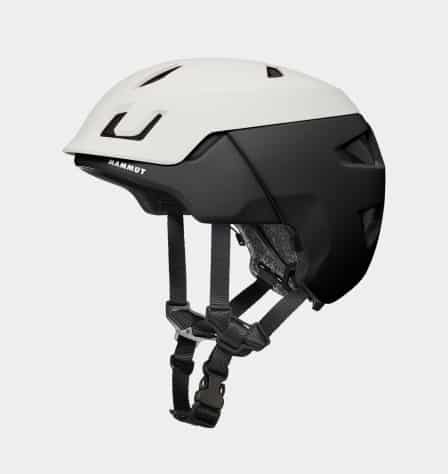 Schwarz-weißer Kletterhelm