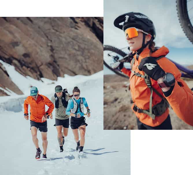 Collage von Bergsportler*innen mit Suunto Geräten