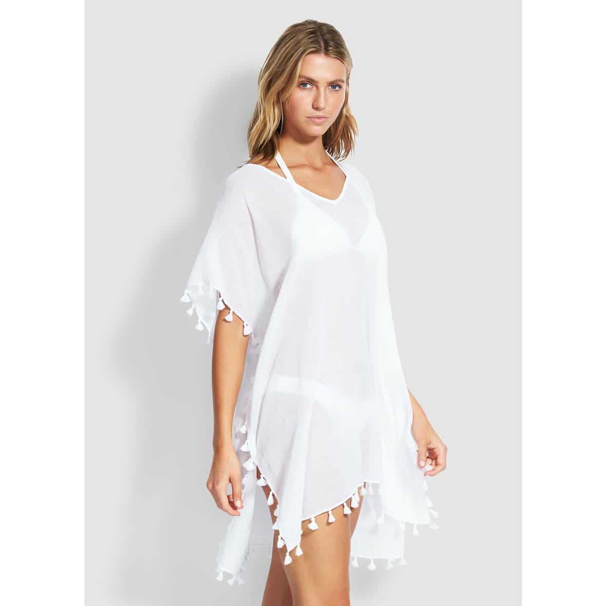 Seafolly Amnesia Kaftan Damen Kleid (Weiß) Blusen