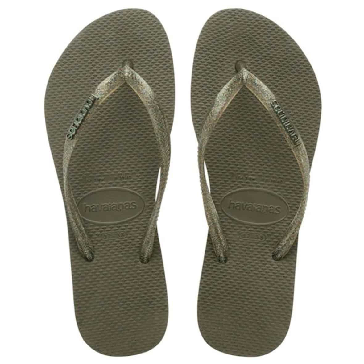 Havaianas Slim Logo Metallic Damen Badeschuhe (Grün 37-38 EU) z_old_Zehentrenner