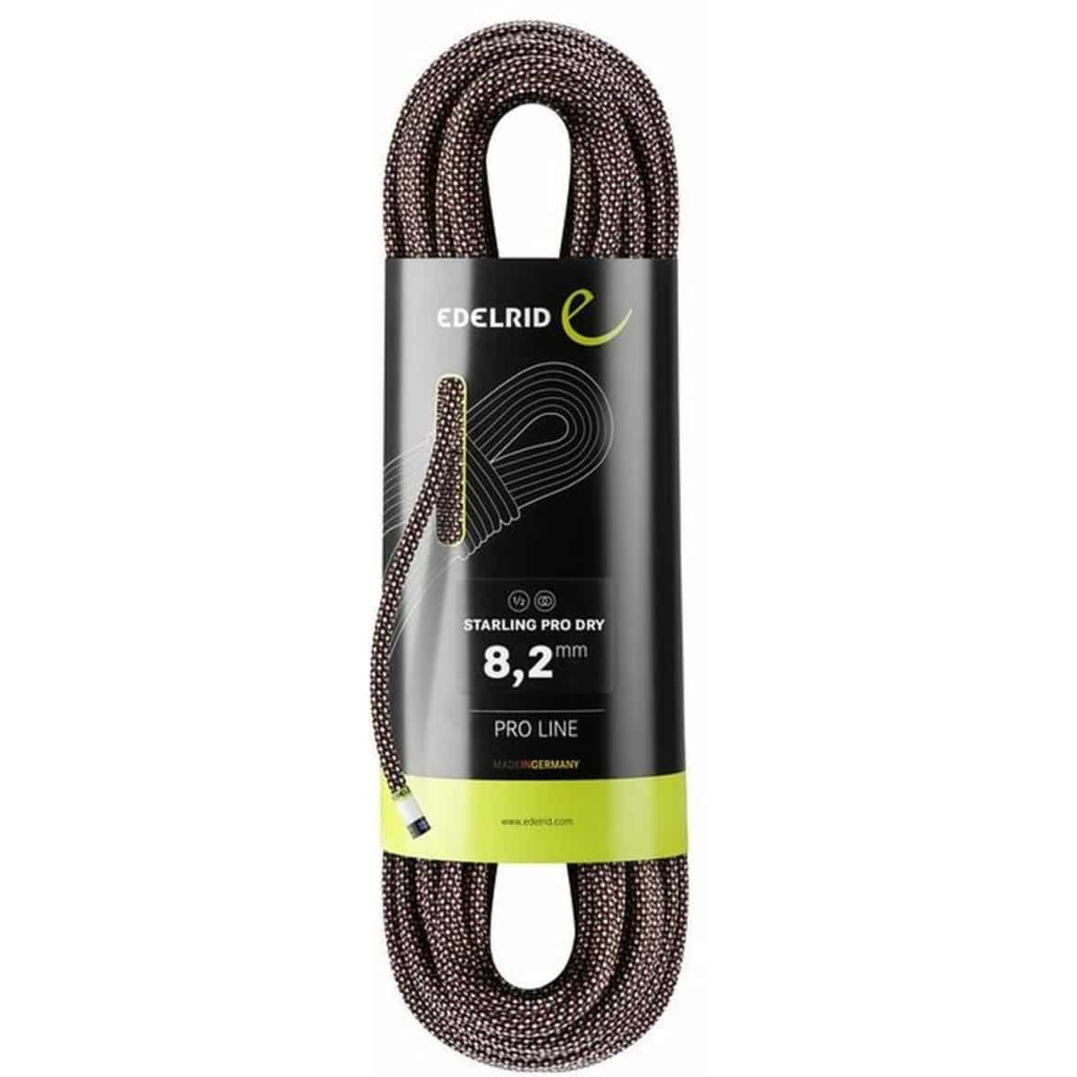 Edelrid 8,2 Starling Pro Dry Zwillingsseil (Schwarz 60 Länge in m) Alpines Kletterzubehör