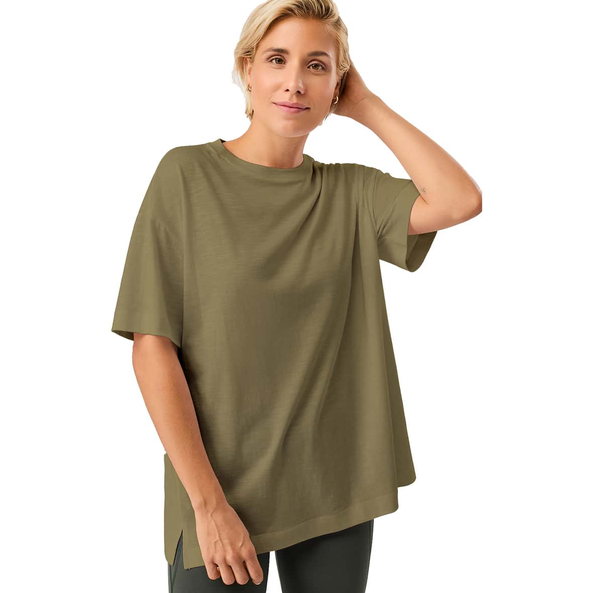 Boyfriend Damen T-Shirt Oliv_EMERALD | S