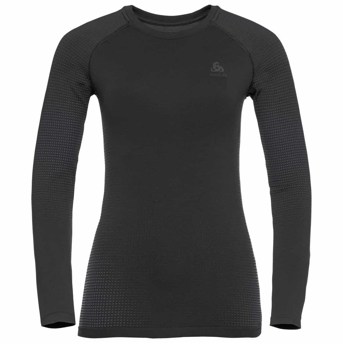 Odlo Performance Warm ECO Bl Top Crew Neck L/S W Damen Funktionsunterhemd (Schwarz XS Größe) Laufshirts