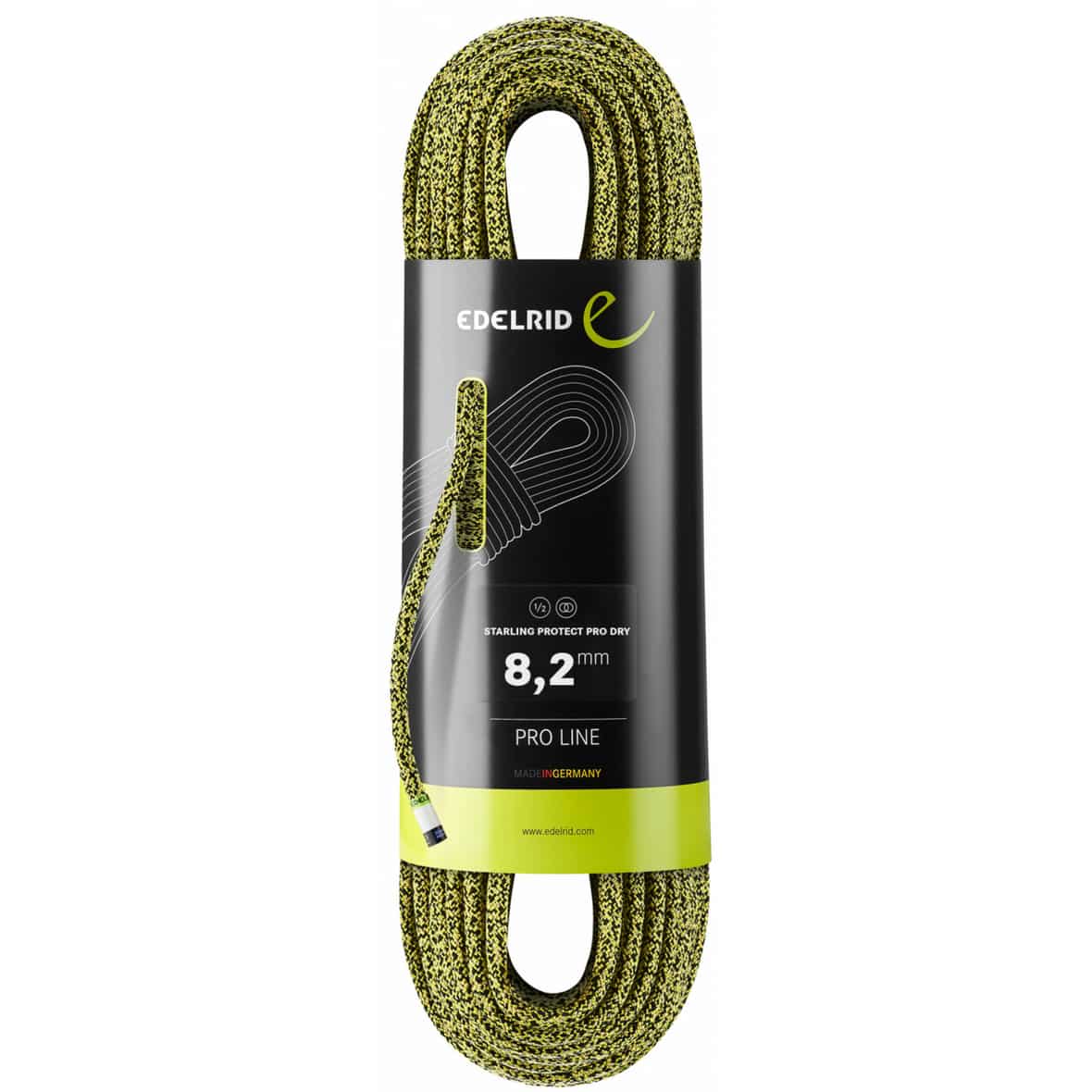 Edelrid 8.2 Starling Protect Pro Dry Zwillingsseil (Dunkelgrün 60 Länge in m) Schlingen