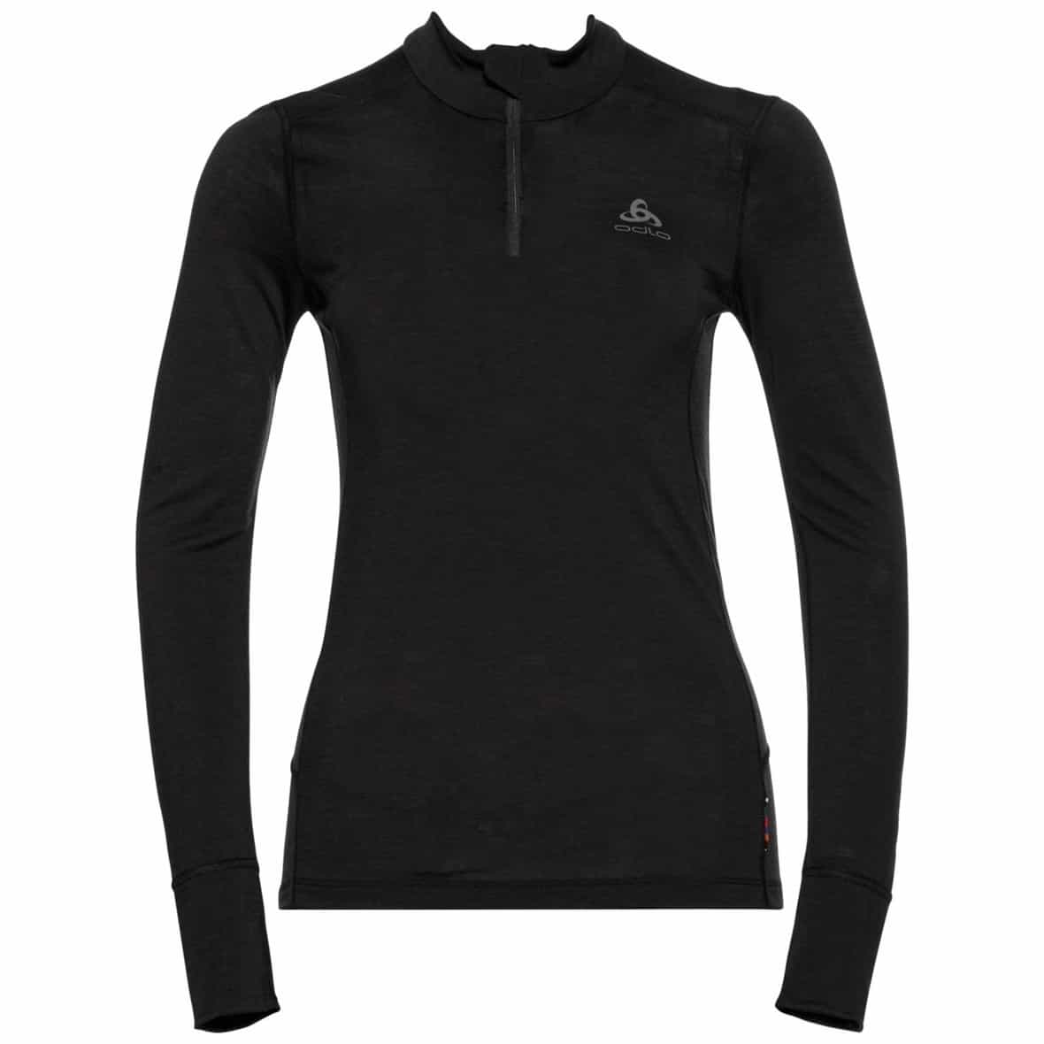 Odlo Merino 200 Bl Top Turtle Neck L/S Half Zip W Damen Merinoshirt (Schwarz L Größe)