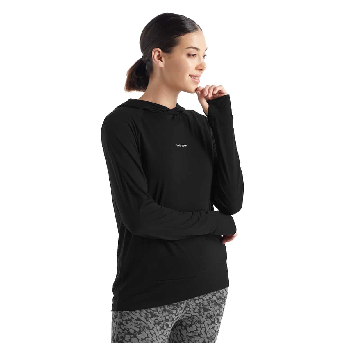 Icebreaker W Merino 125 Cool-Lite Sphere LS Hoodie Damen (Schwarz S ) Fitnessbekleidung