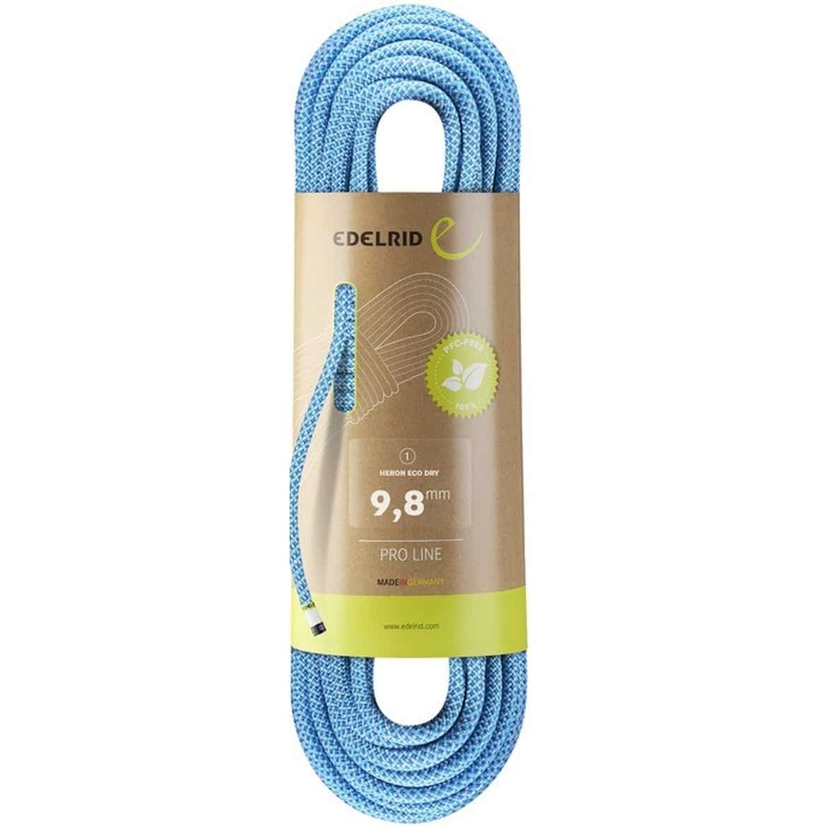 Edelrid 9.8 Heron Eco Dry Einfachseil (Blau 50 Länge in m) Schlingen