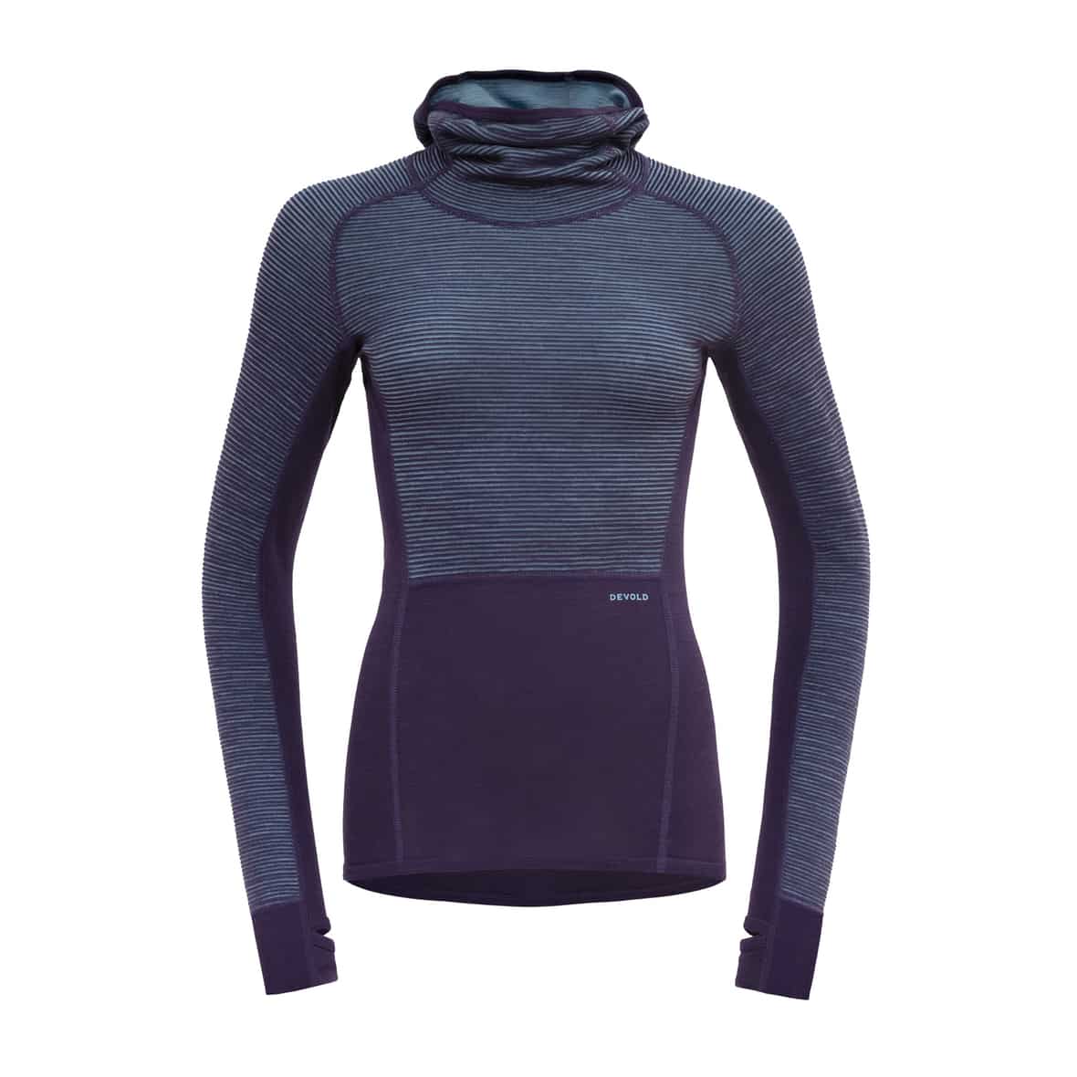 Devold of Norway Tuvegga Merino Hoodie Reversible W Damen Funktionsunterhemd (Violett S ) Kletterbekleidung