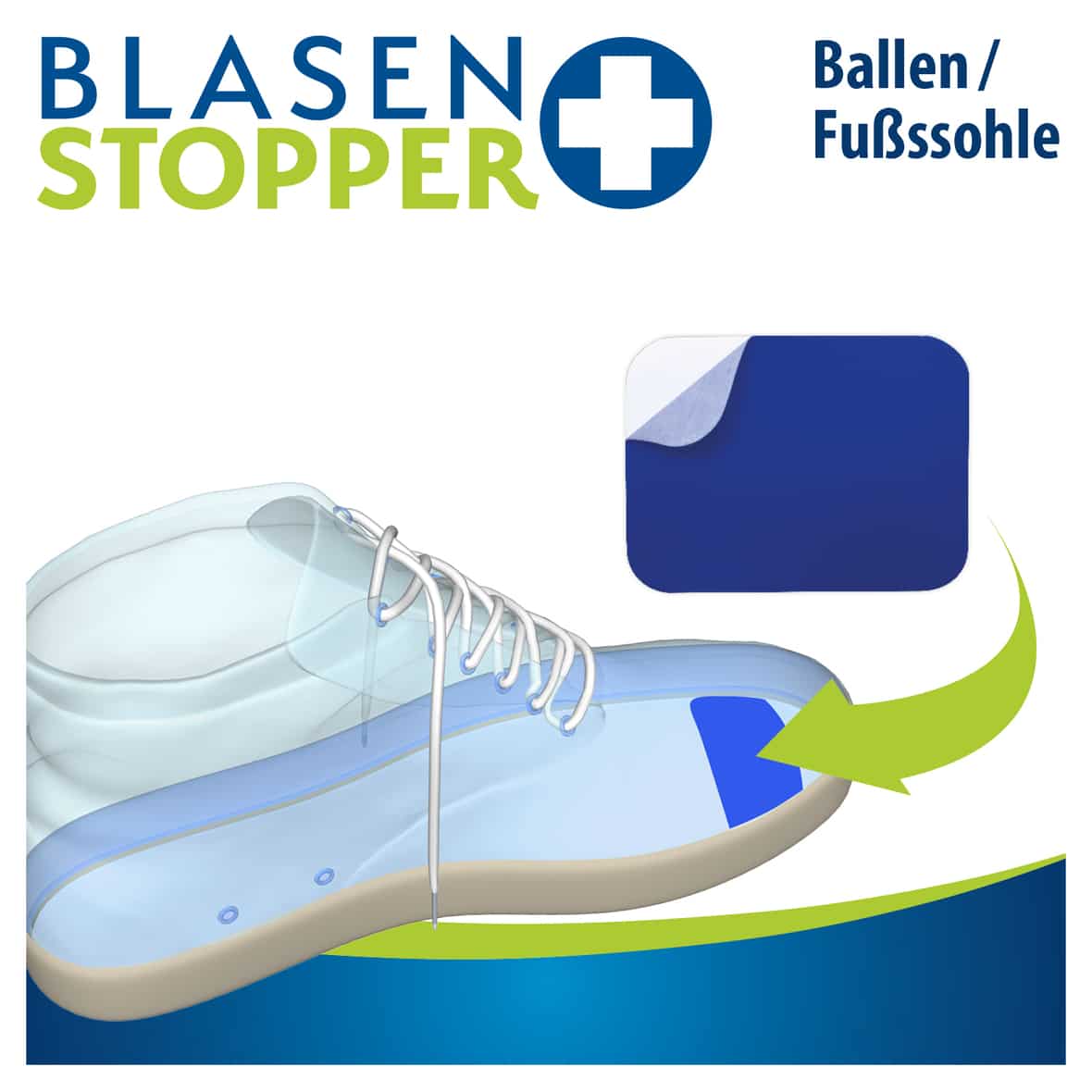 Blasenstopper für Ballen/Ferse (2 Stck) Blasenpflaster Blau_BLAU | one size