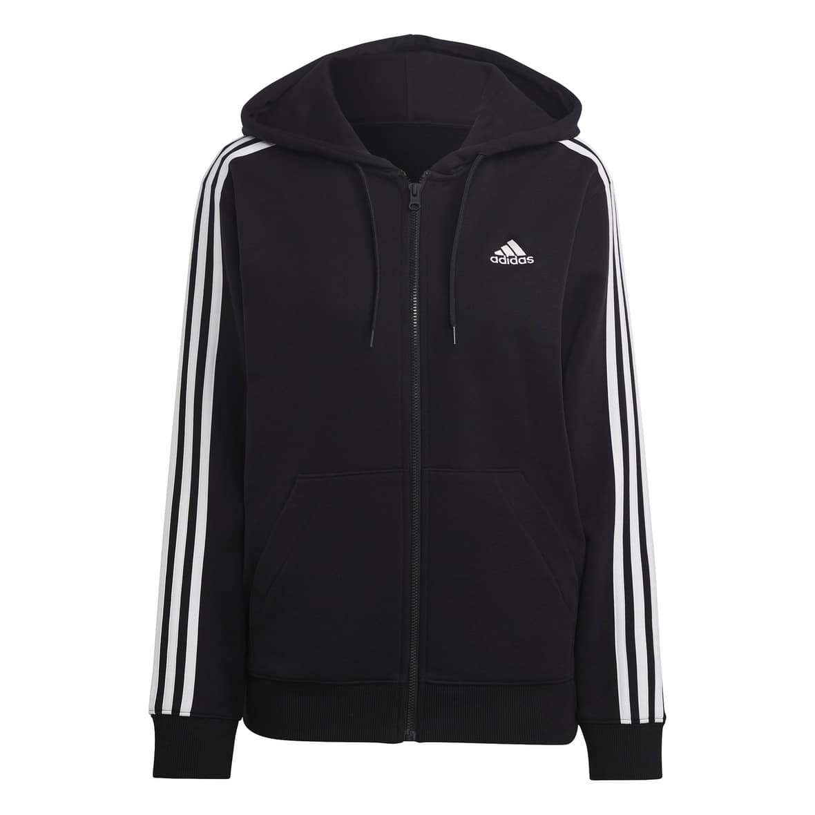 adidas W 3 Stripes French Terry Full-Zip Regular Hoodie Damen (Schwarz XS ) Hoodies