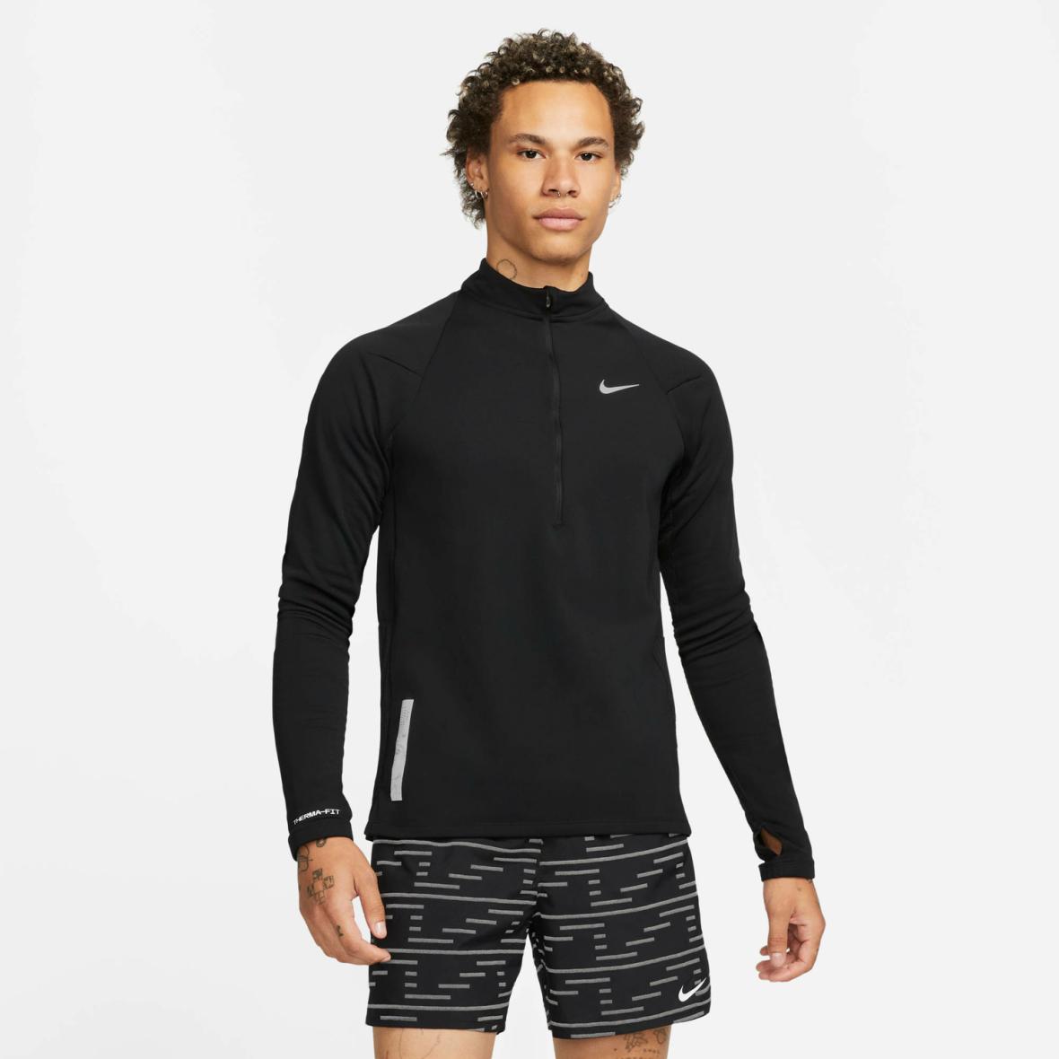 M NK Therma-Fit Run Division E Top Half-Zip Herren Laufshirt Schwarz_010__BLACK/REFLECTIVE SILV | M